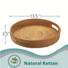 Round Rattan Wicker Tray For House And Restaurant| Set of 2 With Handle