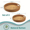 Round Rattan Wicker Tray For House And Restaurant| Set of 2 With Handle