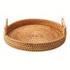 Round Rattan Wicker Tray For House And Restaurant| Set of 3 With Handle