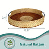 Round rattan tray stainless steel handles dimension