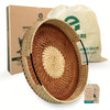 Round rattan tray stainless steel handles with bag and box 